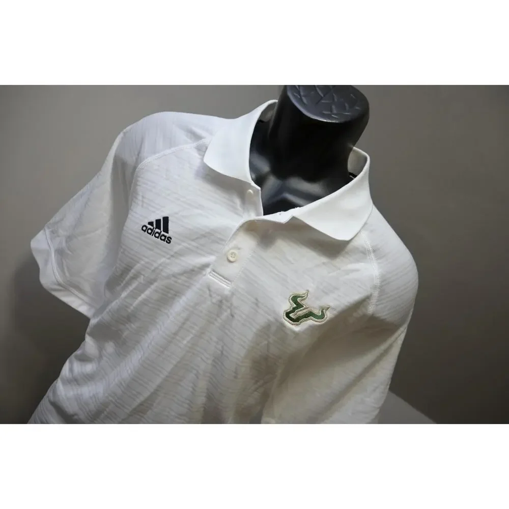 Adidas Golf Polo ClimaLite South Florida Bulls Athletic Golf Shirt Mens Sz Large